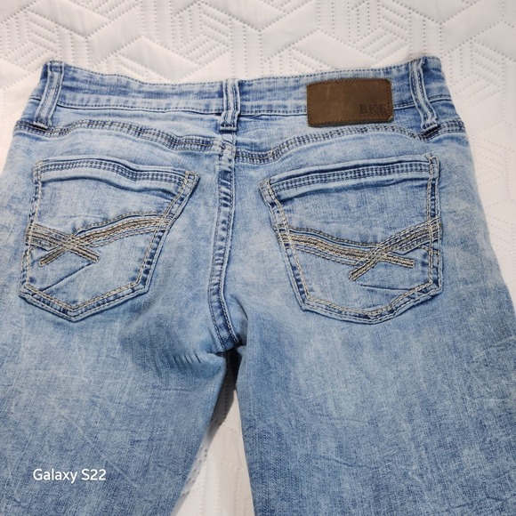 BKE Jake Jeans Men Light Wash Distressed Relaxed Denim straight leg style 30x30 - Picture 7 of 13